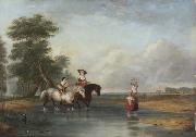 Cornelius Krieghoff Fording a River
